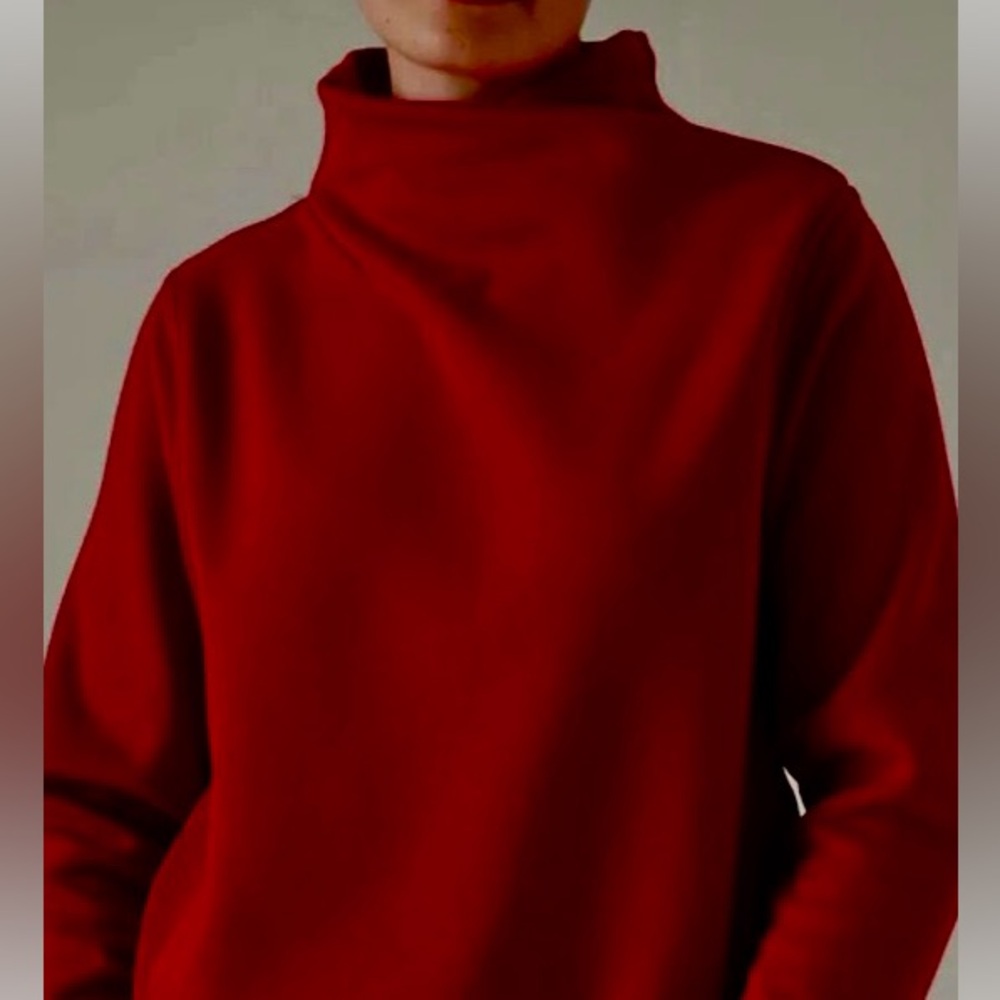 Athleta Cozy Karma Twist Neck Sweatshirt Size L Clover Berry gently loved